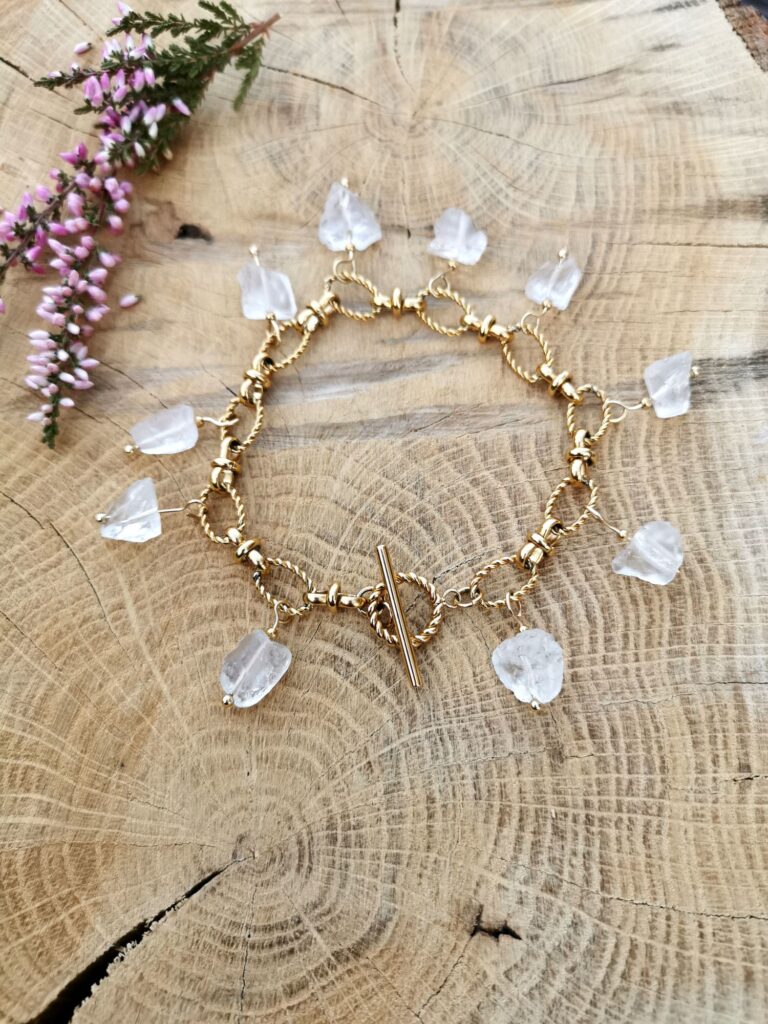 bransoletka kryształ górski łańcuch