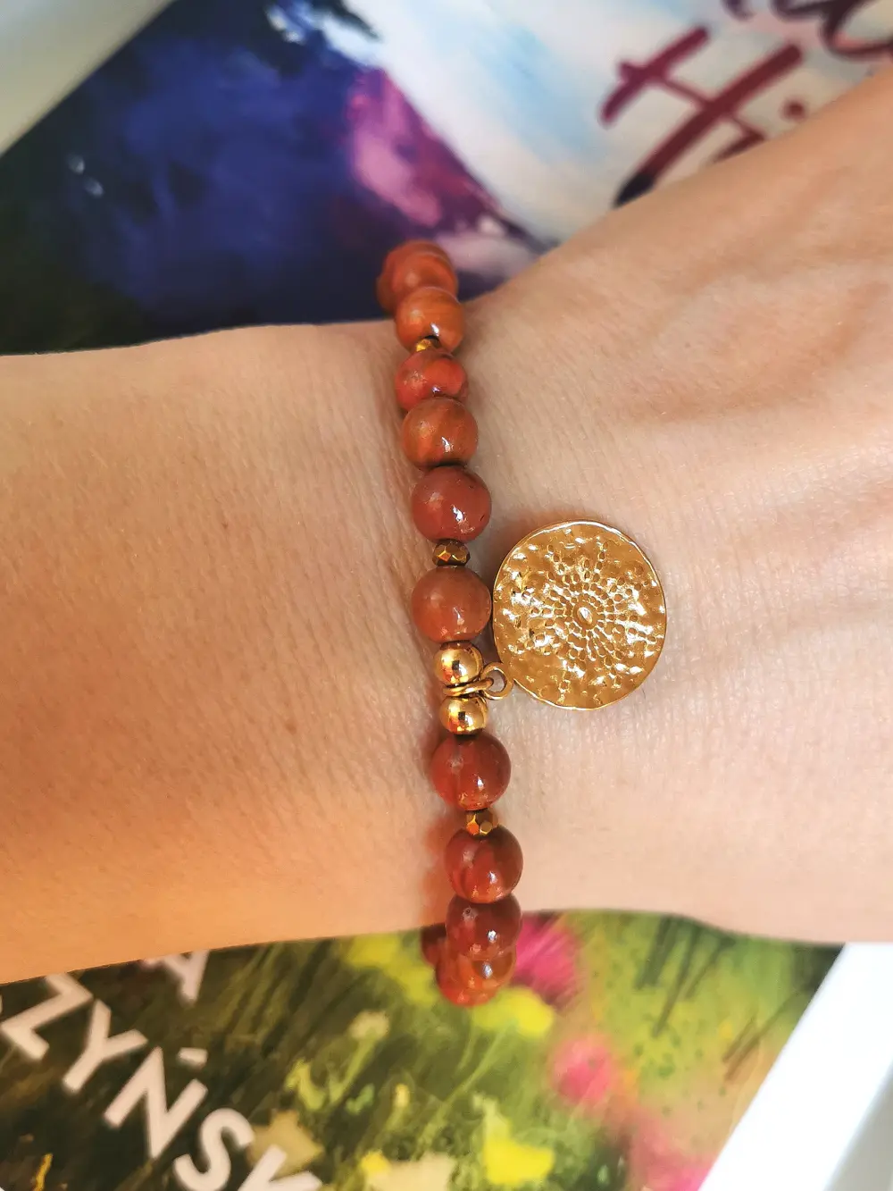 bransoletka na ręce jaspis czerwony